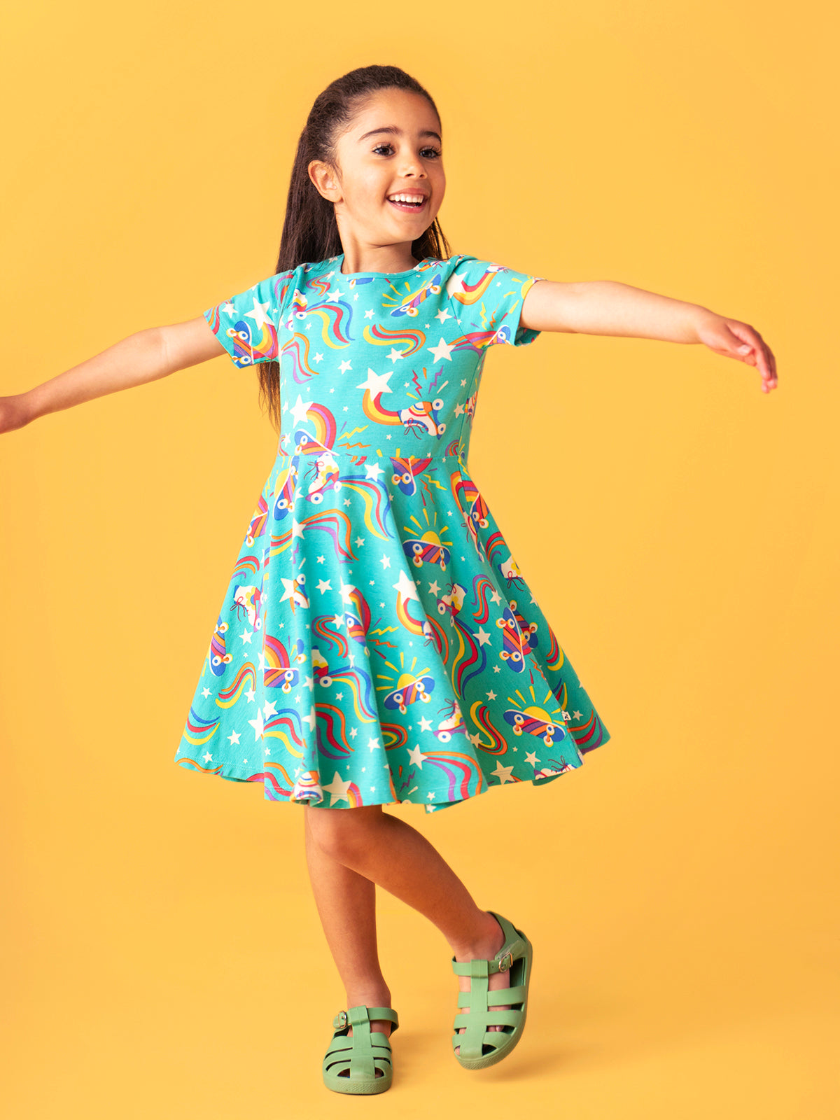 frugi spring skater dress Frugi Organic Girls' Sunshine Skater Dress- Vegetable Garden 2-3Y